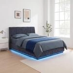 [en.casa] Polsterbett 140x200 cm Tr&ouml;stiar mit Matratze Leinen Blau |...
