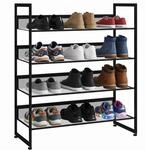 HOMCOM Schuhregal mit 4 Ebenen, Schuhst&auml;nder f&uuml;r 12 Paar Schuhe, Schwarz 
