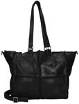 Burkely Leder Schultertasche Umh&auml;ngetasche Lana Wide Tote Black schwarz