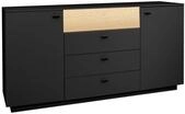 Sideboard Lino Anthrazit matt und Eiche massiv