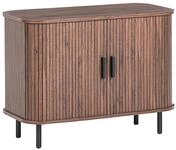 Beliani Sideboard Holzoptik Dunkelbraun 2 Schiebet&uuml;ren Metallbeine schwarz...