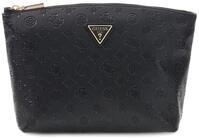 GUESS Kosmetiktasche Lenwood Travel Top Zip Cosmetic Bag Black Logo schwarz