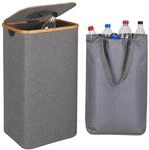 Relaxdays Pfandflaschen Sammelbeh&auml;lter 100 l, HBT: 75 x 40 x 33 cm, grau | waschbare