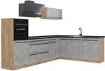 Vicco Eckk&uuml;che R-Line, Beton/Goldkraft Eiche 287 x cm | 12 Module &middot;