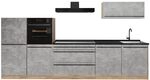 Vicco K&uuml;chenzeile R-Line, Beton/Goldkraft Eiche 340 cm | 6 Module &middot;