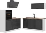 Vicco K&uuml;chenzeile R-Line, Anthrazit Landhaus/Wei&szlig; 160 cm | 6 Module &middot;