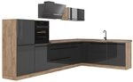 Vicco Eckk&uuml;che R-Line, Anthrazit Hochglanz/Goldkraft Eiche 347 x cm | 8 Module...