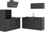 Vicco K&uuml;chenzeile R-Line, Anthrazit Landhaus/Anthrazit 160 cm | 6 Module &middot;