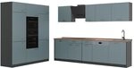 Vicco K&uuml;chenzeile R-Line, Blau-Grau/Anthrazit 180 cm | 12 Module &middot;
