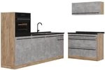 Vicco K&uuml;chenzeile R-Line, Beton/Goldkraft Eiche 220 cm | 6 Module &middot;