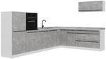 Vicco Eckk&uuml;che R-Line, Beton/Wei&szlig; 327 x cm | 8 Module &middot; H&ouml;henverstellbare...