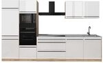Vicco K&uuml;chenzeile R-Line, Wei&szlig; Hochglanz/Goldkraft Eiche 340 cm | 7 Module &middot;