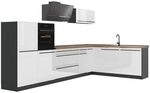 Vicco Eckk&uuml;che R-Line, Wei&szlig; Hochglanz/Anthrazit 347 x cm | 8 Module &middot;