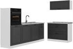 Vicco K&uuml;chenzeile R-Line, Anthrazit Landhaus/Wei&szlig; 220 cm | 6 Module &middot;