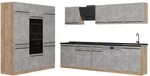 Vicco K&uuml;chenzeile R-Line, Beton/Goldkraft Eiche 180 cm | 12 Module &middot;