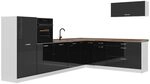 Vicco Eckk&uuml;che R-Line, Schwarz Hochglanz/Wei&szlig; 327 x cm | 8 Module &middot;