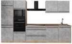 Vicco K&uuml;chenzeile R-Line, Beton/Goldkraft Eiche 340 cm | 7 Module &middot;
