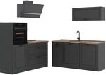 Vicco K&uuml;chenzeile R-Line, Anthrazit Landhaus/Anthrazit 160 cm | 6 Module &middot;