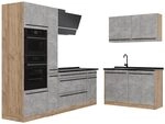 Vicco Eckk&uuml;che R-Line, Beton/Goldkraft Eiche 230 x 120 cm | 8 Module &middot;