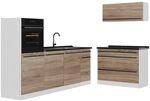 Vicco K&uuml;chenzeile R-Line, Sonoma/Wei&szlig; 220 cm | 6 Module &middot; H&ouml;henverstellbare