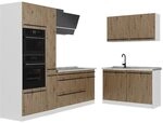 Vicco Eckk&uuml;che R-Line, Artisan-Eiche/Wei&szlig; 230 x 120 cm | 8 Module &middot;