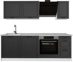 Vicco K&uuml;chenzeile R-Line, Anthrazit Landhaus/Wei&szlig; 220 cm | 7 Module &middot;