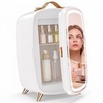 HOMCOM Mini K&uuml;hlschrank 6 Liter LED Spiegel Kosmetik K&uuml;hlschrank Wei&szlig; 