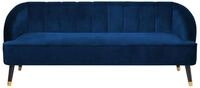 3-Sitzer Sofa Samtstoff blau gesteppt mit hohen F&uuml;&szlig;en schwarz / gold Alsvag