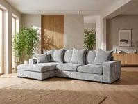 WFL GROUP Ecksofa mit Schlaffunktion & Bettkasten &ndash; Hellgrau Chenille, Links...