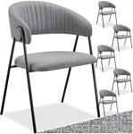 tectake&reg; 6er Set Armlehnstuhl gepolstert, Webstoff, Steppmuster | 150 kg...
