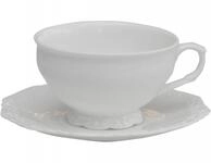 Teetasse Tasse mit Untertasse Porzellan wei&szlig; 'Provence' von Chic Antique