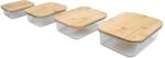 axentia Glas Frischhaltedosen-Set, transparent, holzfarben, 4-teilig