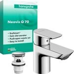 hansgrohe Neovis Q Waschtischarmatur mit Push-Open Ablauf, Chrom | Wasserhahn...
