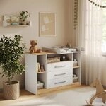 Vicco Wickelkommode Olina, Wei&szlig;/Goldkraft Eiche 138.3 x 93 cm
