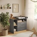 Vicco Wickelkommode Olina, Anthrazit/Goldkraft Eiche 110 x 93 cm