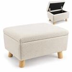 Relaxdays Fu&szlig;hocker mit Stauraum, HxBxT: 28 x 40 x 30 cm, beige | gepolstert,