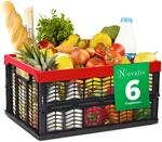 Novaliv Klappboxen faltbar stabil 6x 30L Rot Schwarz baskets Einkaufskiste