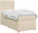 vidaXL Boxspringbett mit Matratze Creme 100 x 200 cm Stoff | Bietet perfekt