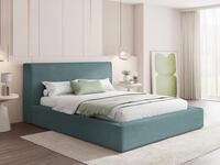 WFL GROUP Polsterbett 140x200 cm mit Bettkasten & Metall-Lattenrost &ndash; T&uuml;rkis