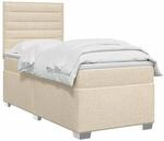 vidaXL Boxspringbett mit Matratze mit Kopfteil Creme 90 x 200 cm Stoff | Die...