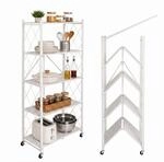 Relaxdays Klappregal, 5 Ebenen, bis 125 kg, HBT: 159 x 71 x 34 cm, wei&szlig; | Rollregal