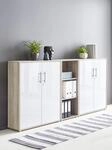 TABOR 8 Aktenschrank B&uuml;roschrank Highboard mit 4 T&uuml;ren & 3 offenen F&auml;chern |...