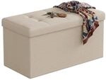 Relaxdays Sitzbank, Stauraum, Stoff, faltbar, gepolstert, Flur, beige | Schlafzimmer,