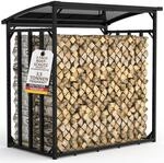 Kaminholzregal Metall mit Dach au&szlig;en Garten 1m tief verzinkt | 185x105x185cm I...