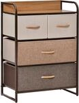 HOMCOM Kommode Schrank mit 4 Schubladen, Metallrahmen 58x29x78,5cm | Aus Leinen,