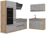 Vicco Eckk&uuml;che R-Line, Beton/Goldkraft Eiche 230 x 120 cm | 8 Module &middot;