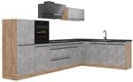 Vicco Eckk&uuml;che R-Line, Beton/Goldkraft Eiche 347 x cm | 8 Module &middot;