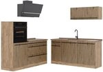 Vicco K&uuml;chenzeile R-Line, Artisan-Eiche/Goldkraft Eiche 160 cm | 6 Module &middot;
