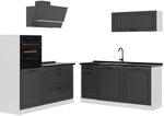 Vicco K&uuml;chenzeile R-Line, Anthrazit Landhaus/Wei&szlig; 160 cm | 6 Module &middot;