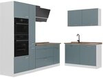 Vicco Eckk&uuml;che R-Line, Blau-Grau/Wei&szlig; 230 x 120 cm | 8 Module &middot;...